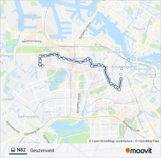N82 Bus Line Map