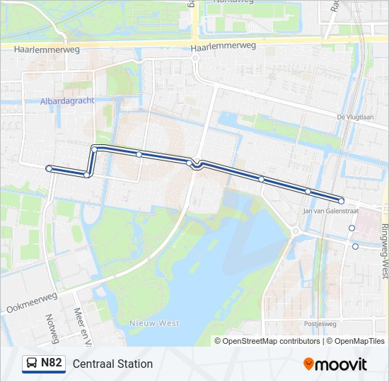 N82 bus Line Map