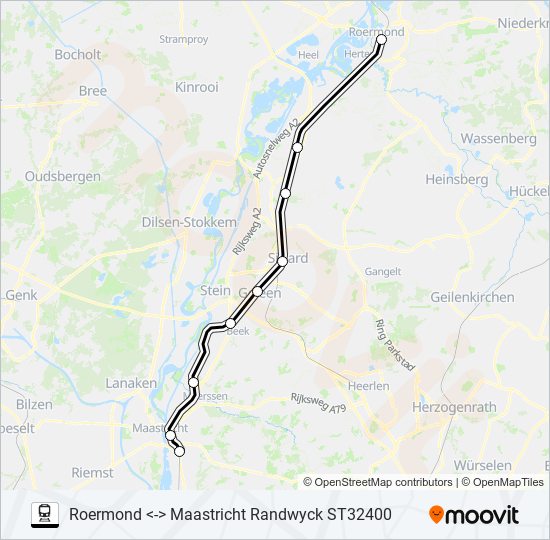 Trein STOPTREIN RS12 lijnkaart