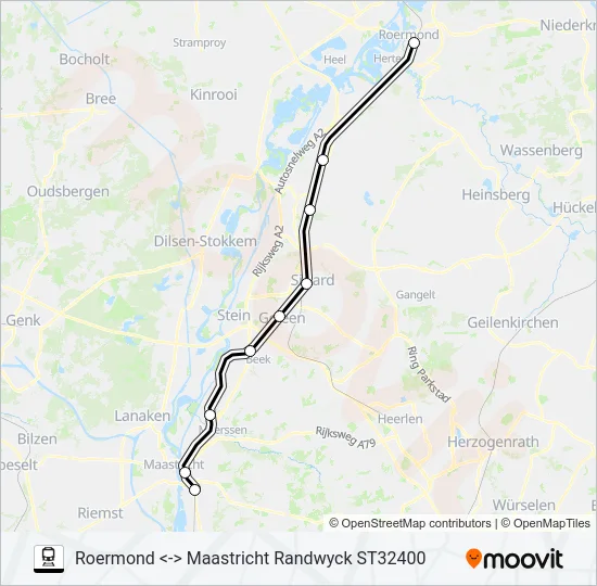 Trein STOPTREIN RS12 lijnkaart