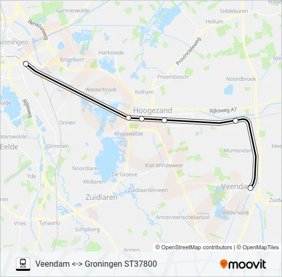 STOPTREIN RS7 Train Line Map