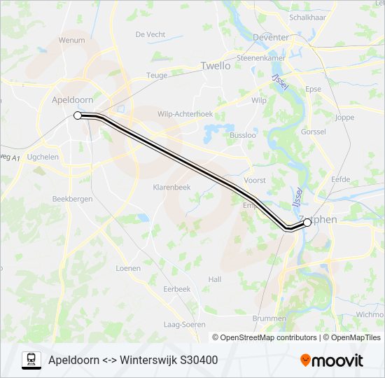 Trein SNELTREIN RE30 lijnkaart