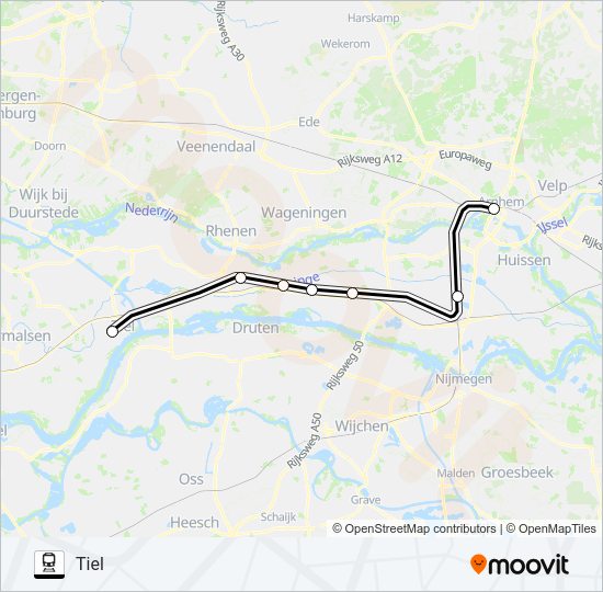 Trein STOPTREIN RS33 lijnkaart