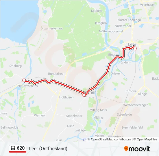 620 Bus Line Map