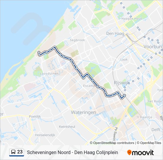 23 Route: dienstregelingen, haltes en kaarten - Den Haag Kijkduin ...