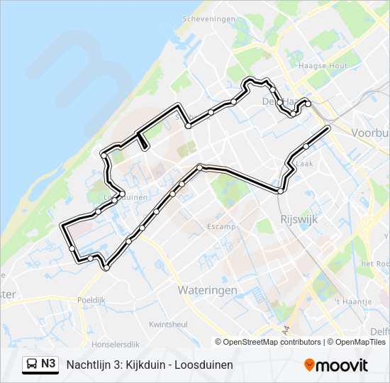 N3 Bus Line Map