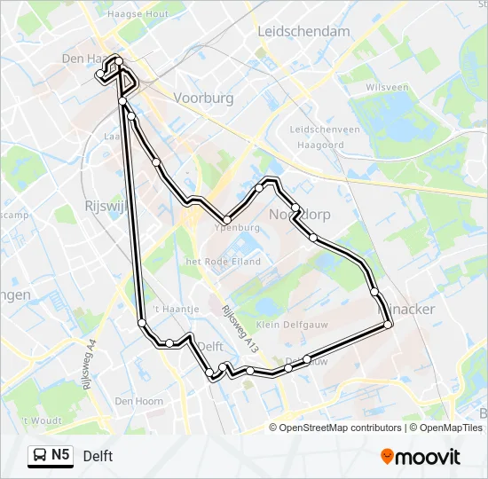 N5 Bus Line Map