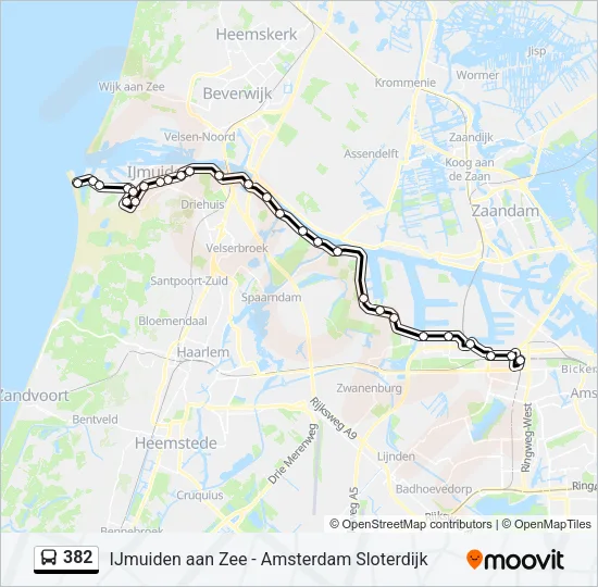 382 Bus Line Map
