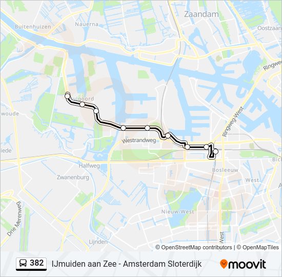 Bus 382 lijnkaart
