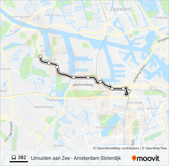 382 Bus Line Map