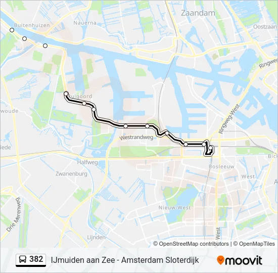 382 Bus Line Map