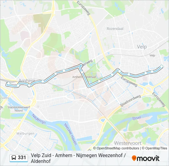 Bus 331 lijnkaart