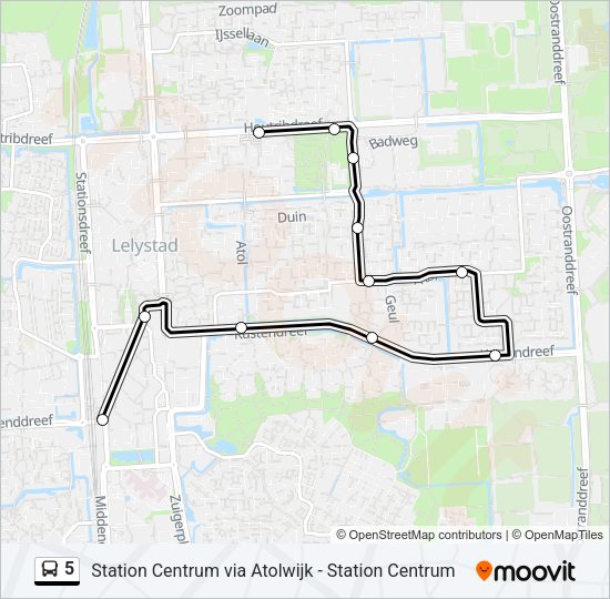 5 Bus Line Map