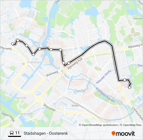 Bus 11 lijnkaart