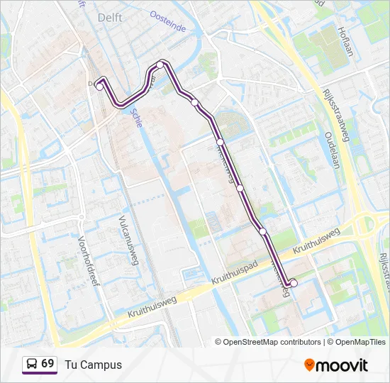 Bus 69 lijnkaart