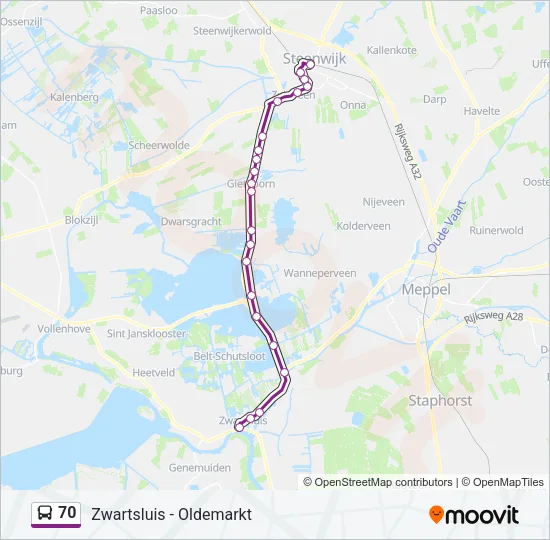 70 Bus Line Map