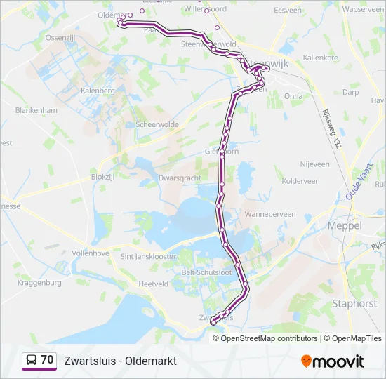 70 Bus Line Map