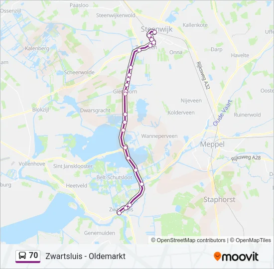 70 Bus Line Map