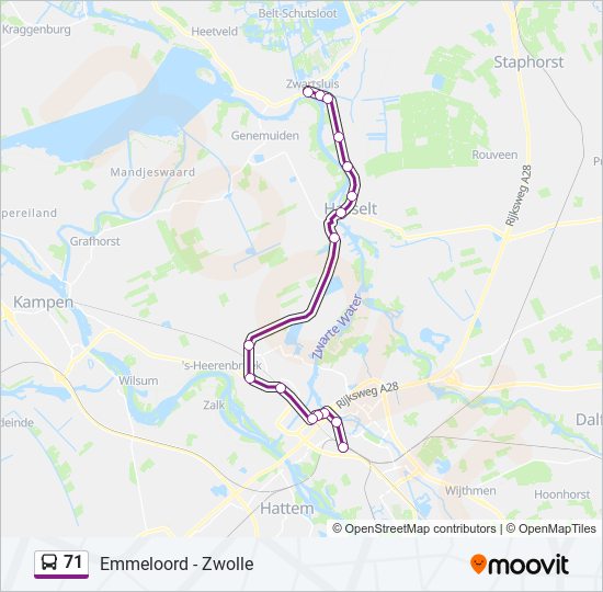 71 bus Line Map