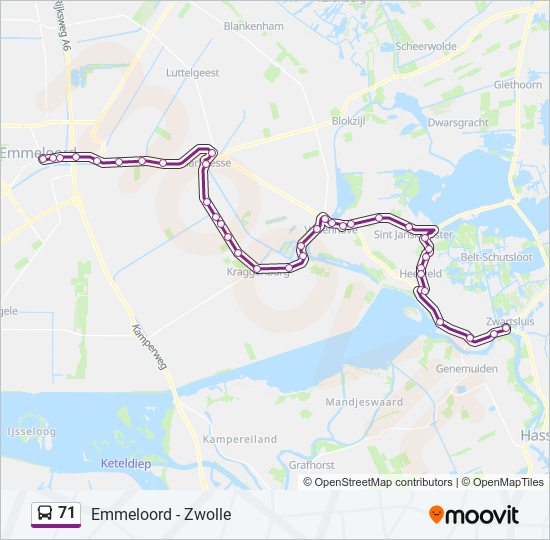 71 bus Line Map