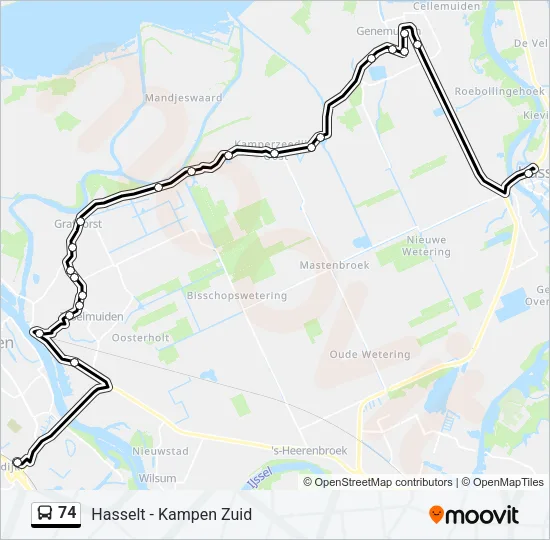 Bus 74 lijnkaart