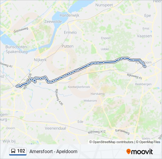 102 bus Line Map