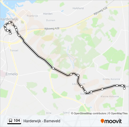 104 bus Line Map