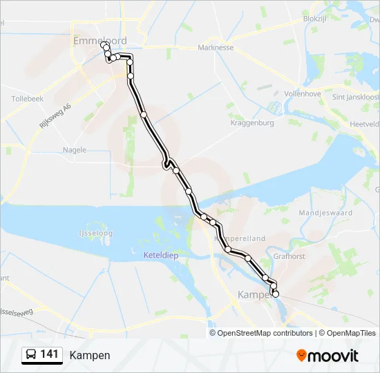 Bus 141 lijnkaart