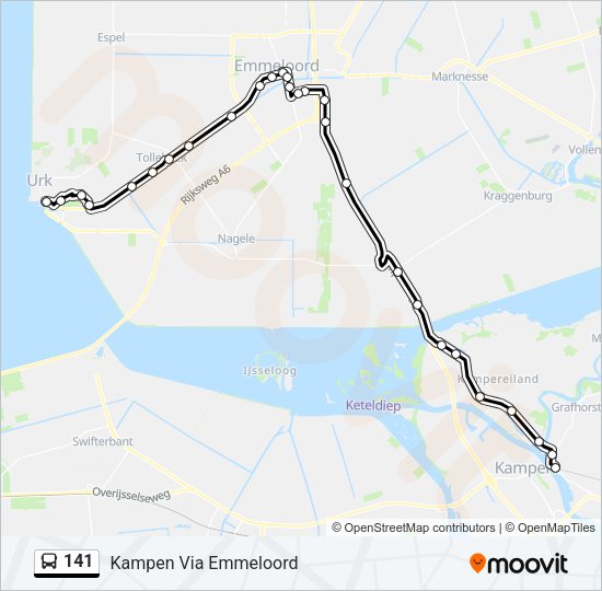 Bus 141 lijnkaart