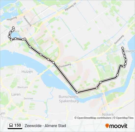 Bus 150 lijnkaart