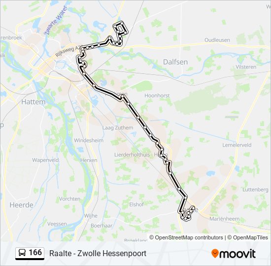 166 bus Line Map