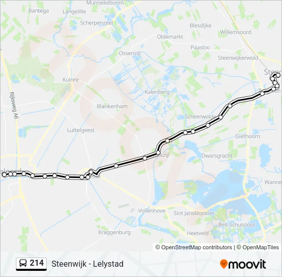 Bus 214 lijnkaart
