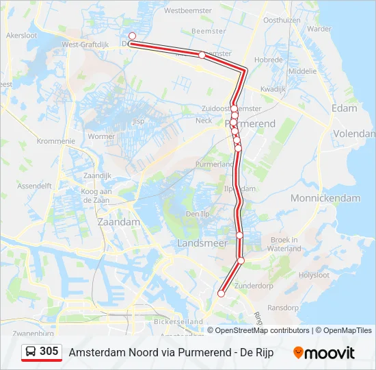 305 Bus Line Map
