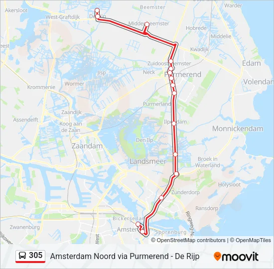 305 Bus Line Map