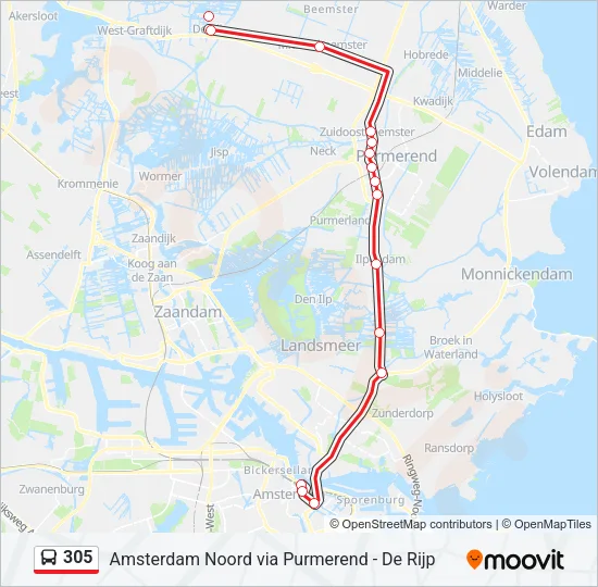 305 Bus Line Map