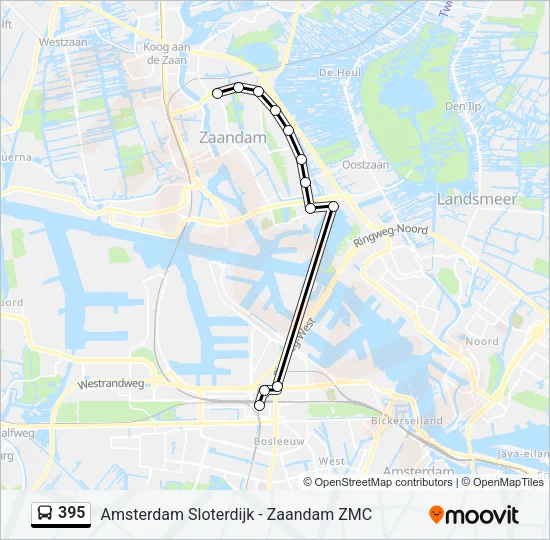 395 Bus Line Map