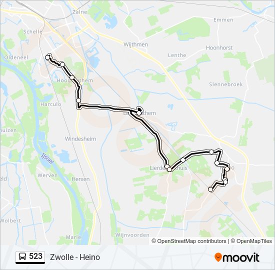 523 bus Line Map