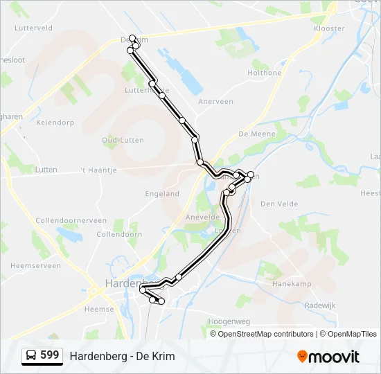 Bus 599 lijnkaart