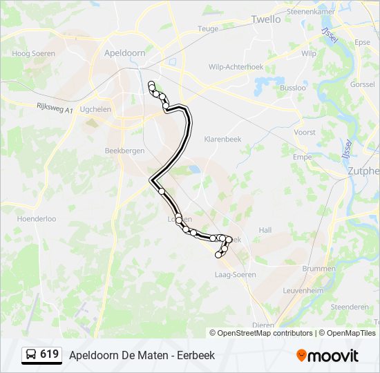 619 bus Line Map