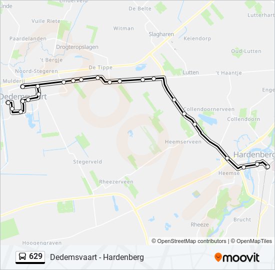 629 bus Line Map