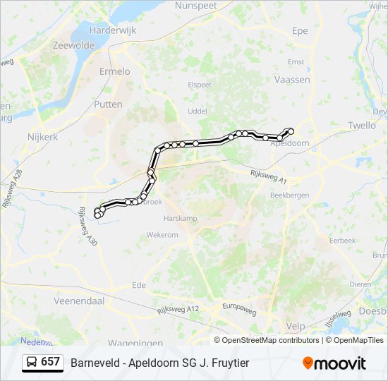 657 Route Schedules Stops And Maps Apeldoorn Sg Jac Fruytier Updated