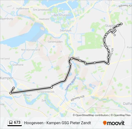 Bus 673 lijnkaart