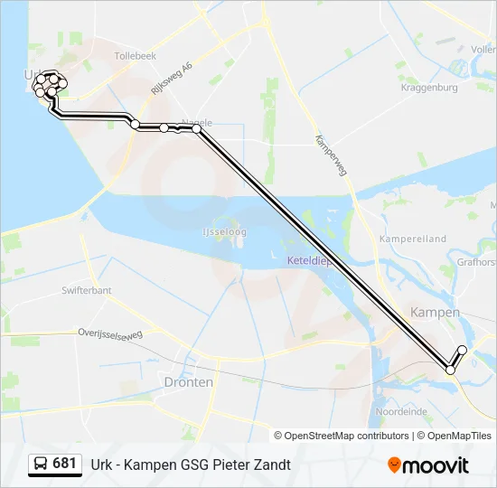 Bus 681 lijnkaart