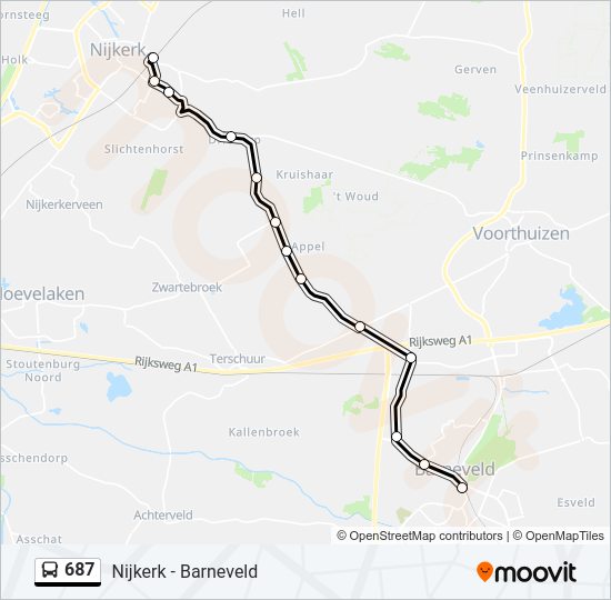 687 bus Line Map