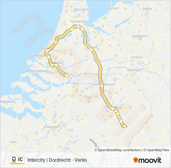 Trein IC lijnkaart