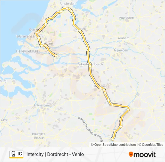 Trein IC lijnkaart
