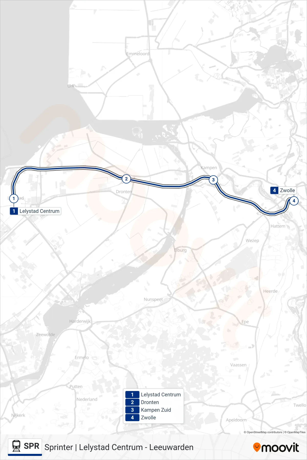 Lijn SPR (trein, Zwolle): route en haltes op de kaart