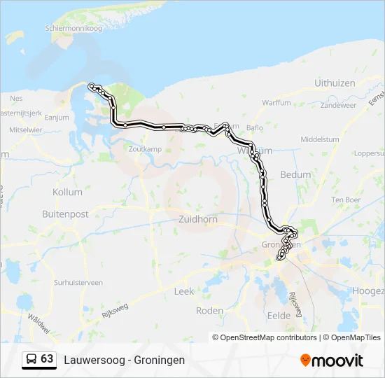 Bus 63 lijnkaart