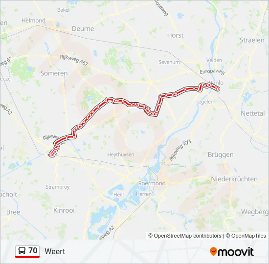70 Bus Line Map