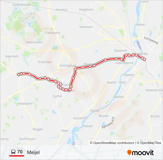 70 Bus Line Map